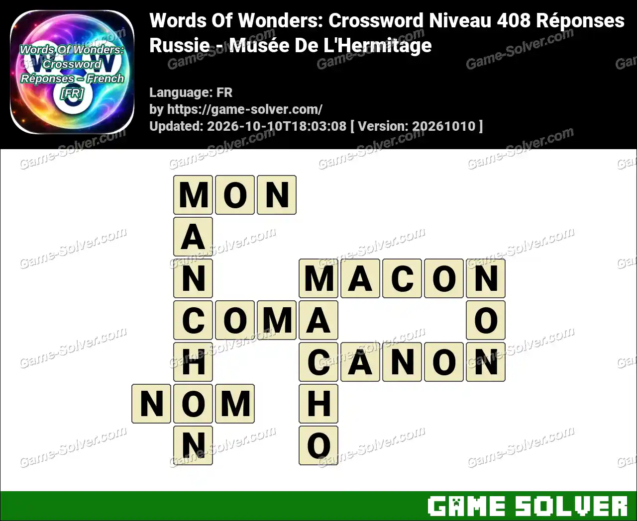 Words Of Wonders: Crossword Niveau 408 Réponses – Russie – Musée De L’Hermitage